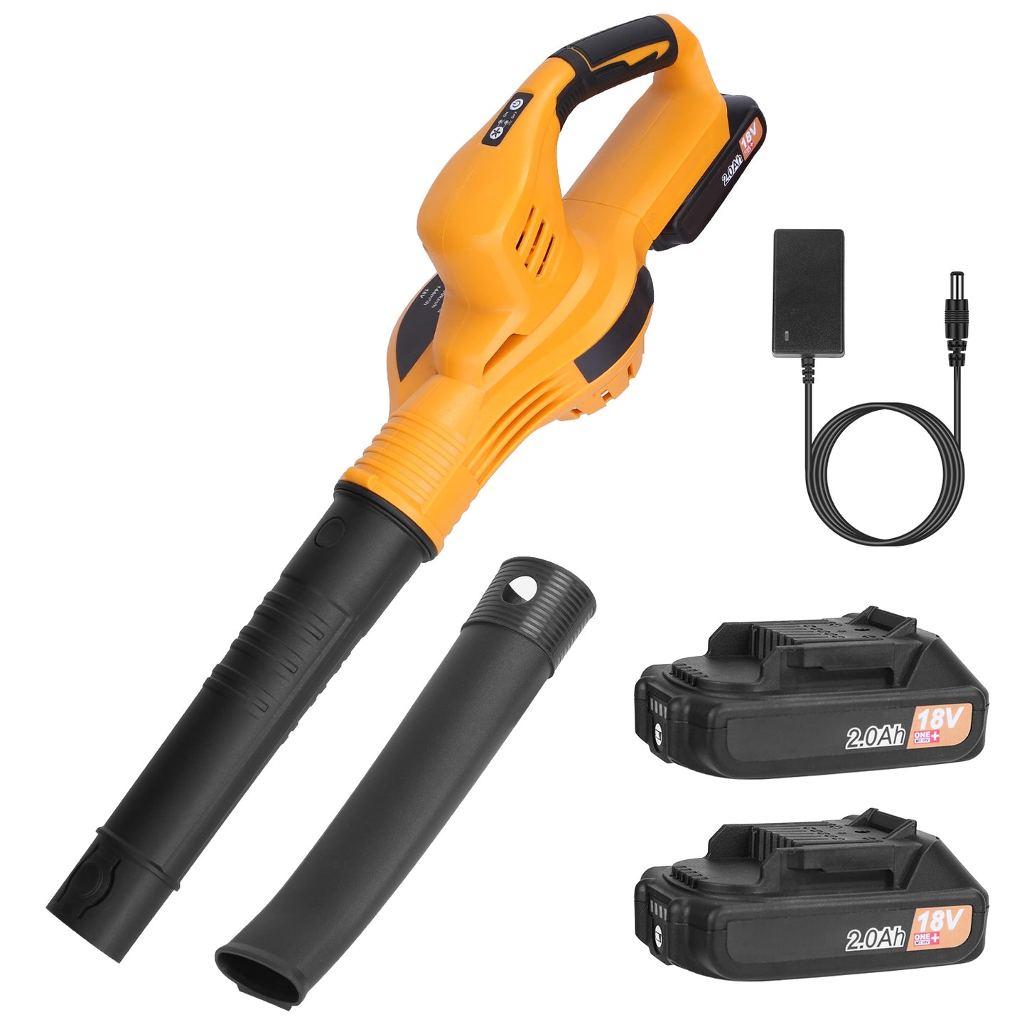 Cordless Handheld Leaf Blower with 124MPH Air Speed and 300CFM, 2-Speed, Orange