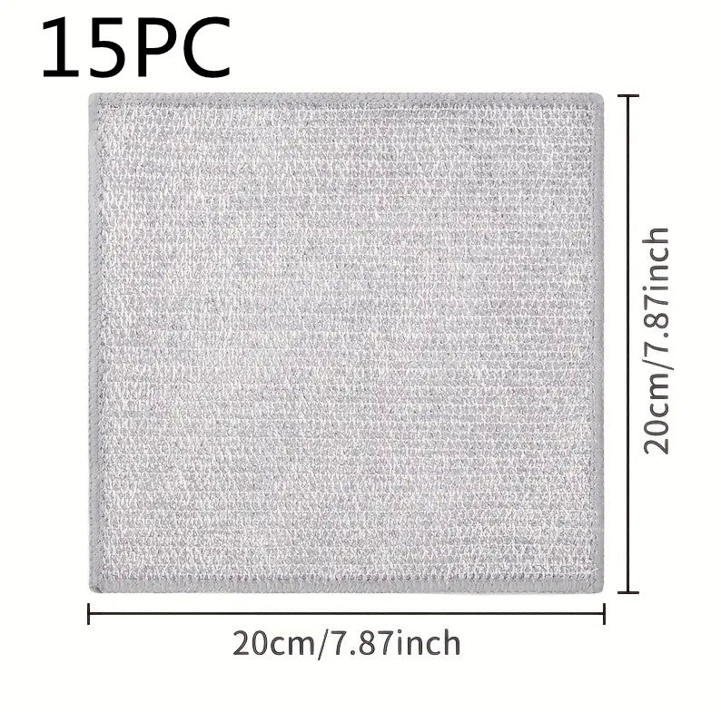 Double-Sided Kitchen Oilproof Cleaning Scouring Pad - Microfiber, 20x20cm, Multi-Pack