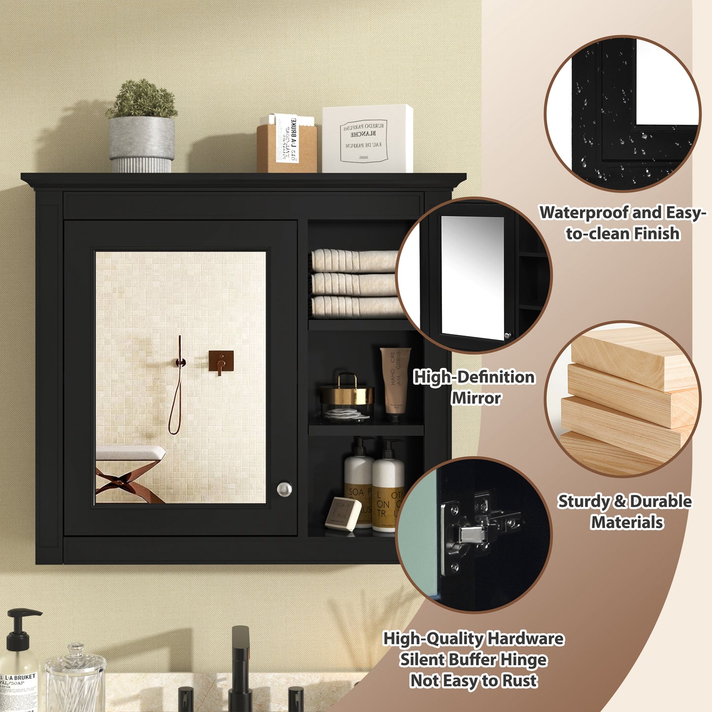 30 X 28 Medicine Cabinet, Wall Mounted Bathroom Storage Modern