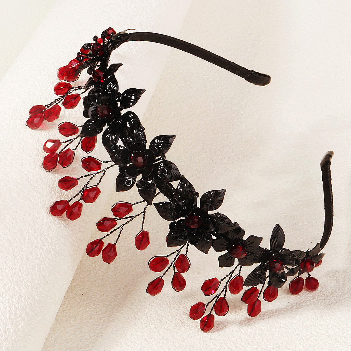 Black Crystal Halloween Headband - Dark Style Hair Accessory for Women