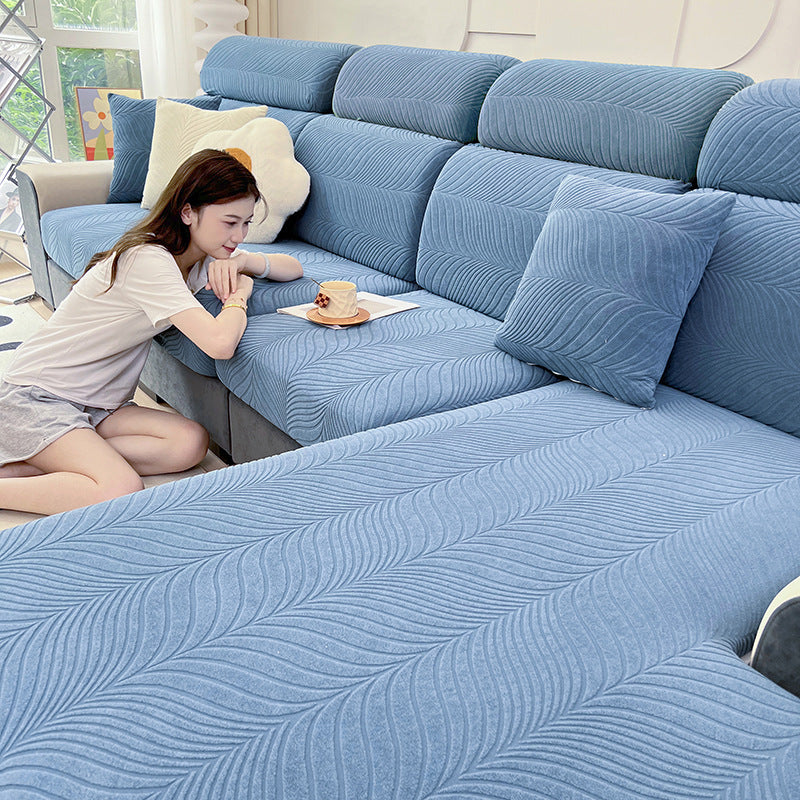 Waterproof Jacquard Sofa Cover Solid Color Couch Slipcover for Living Room