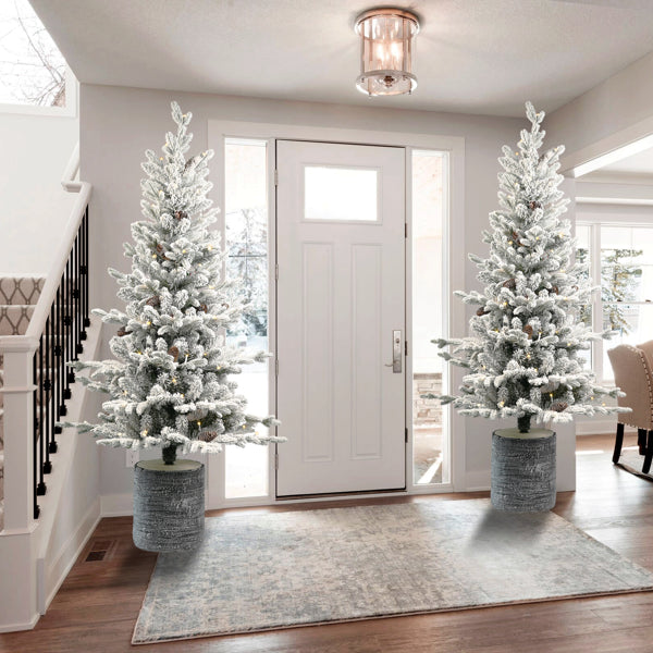 4.5ft Artificial Flocking Tree with Warm White Lights