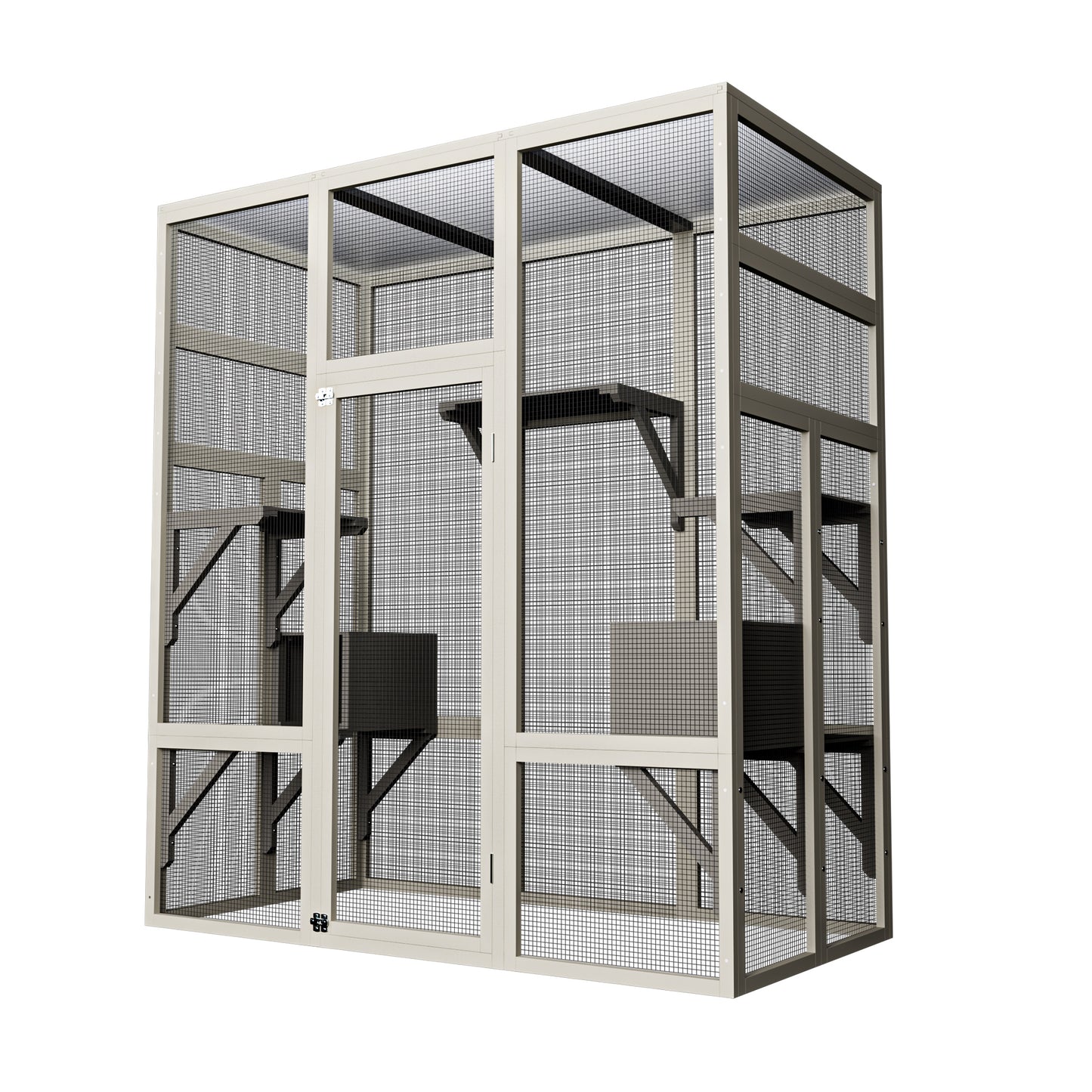 Large Outdoor Wooden Cat House with Platforms Waterproof & UV-Resistant