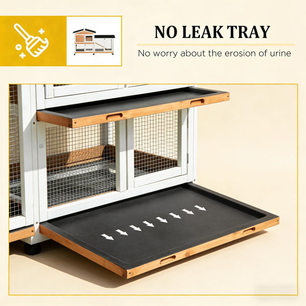 Outdoor Small Animal Playpen Cage with Ramp & Wheels for Rabbits