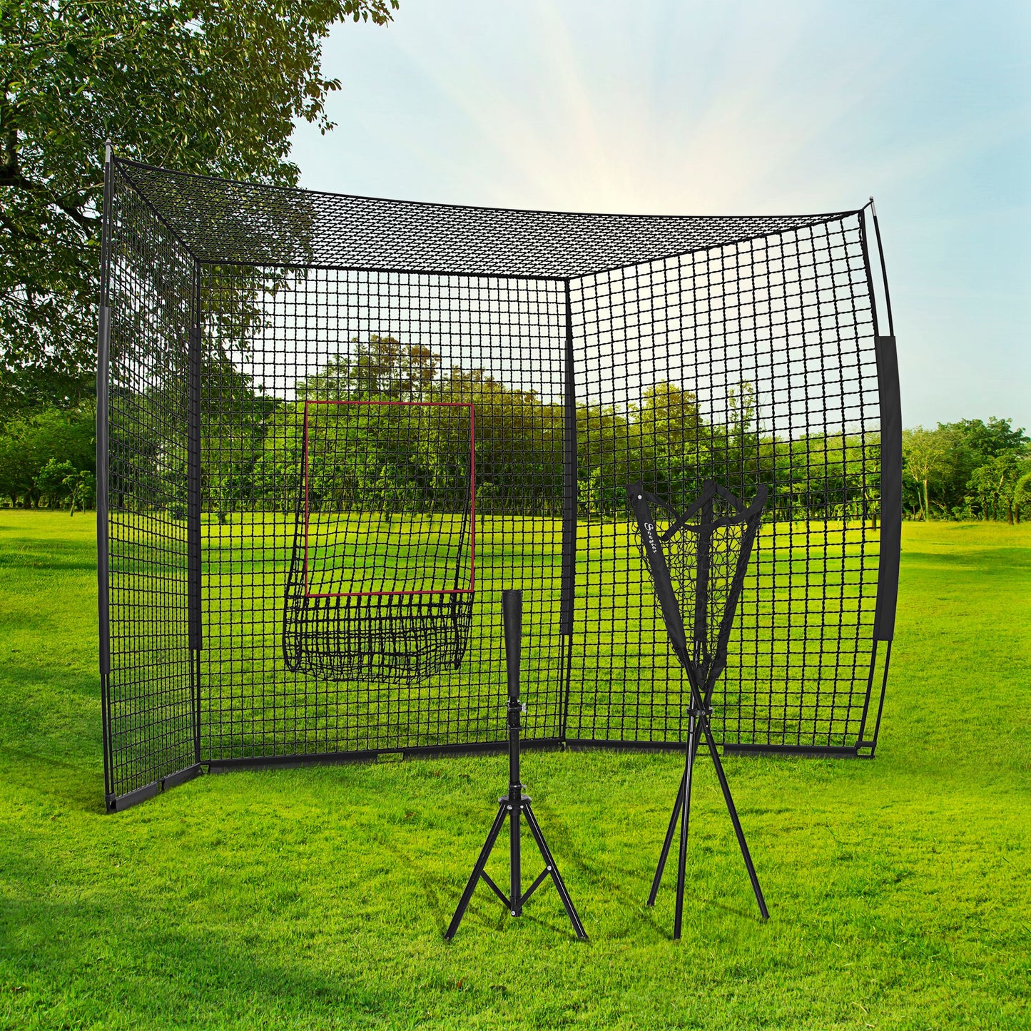 Portable Baseball Softball Batting Net with Tee & Caddy