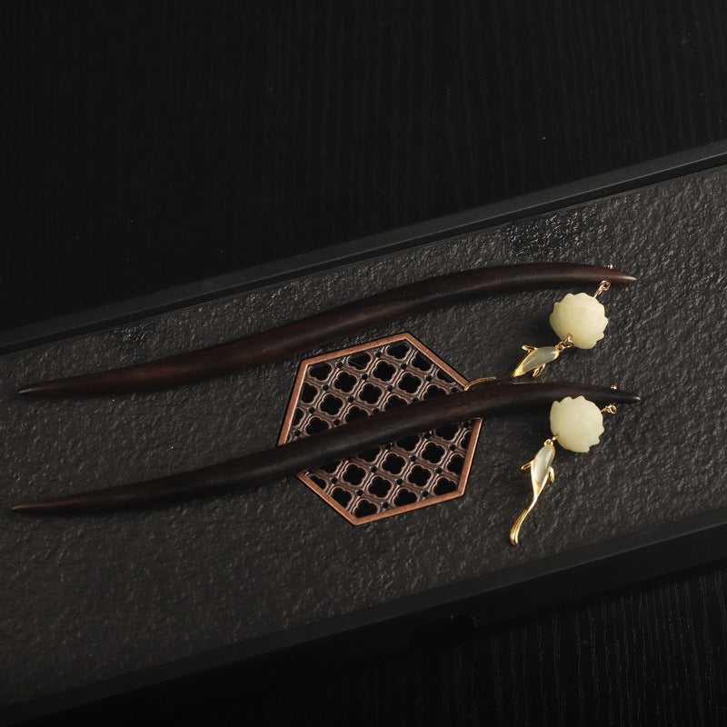 Vintage Wood Hairpin Linden Blossom