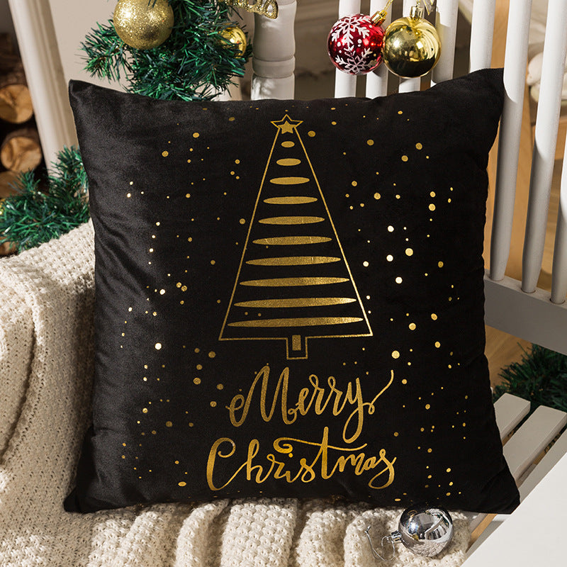 Christmas Pillow Cover Nordic Gilding Letters 45x45cm Holiday Decor