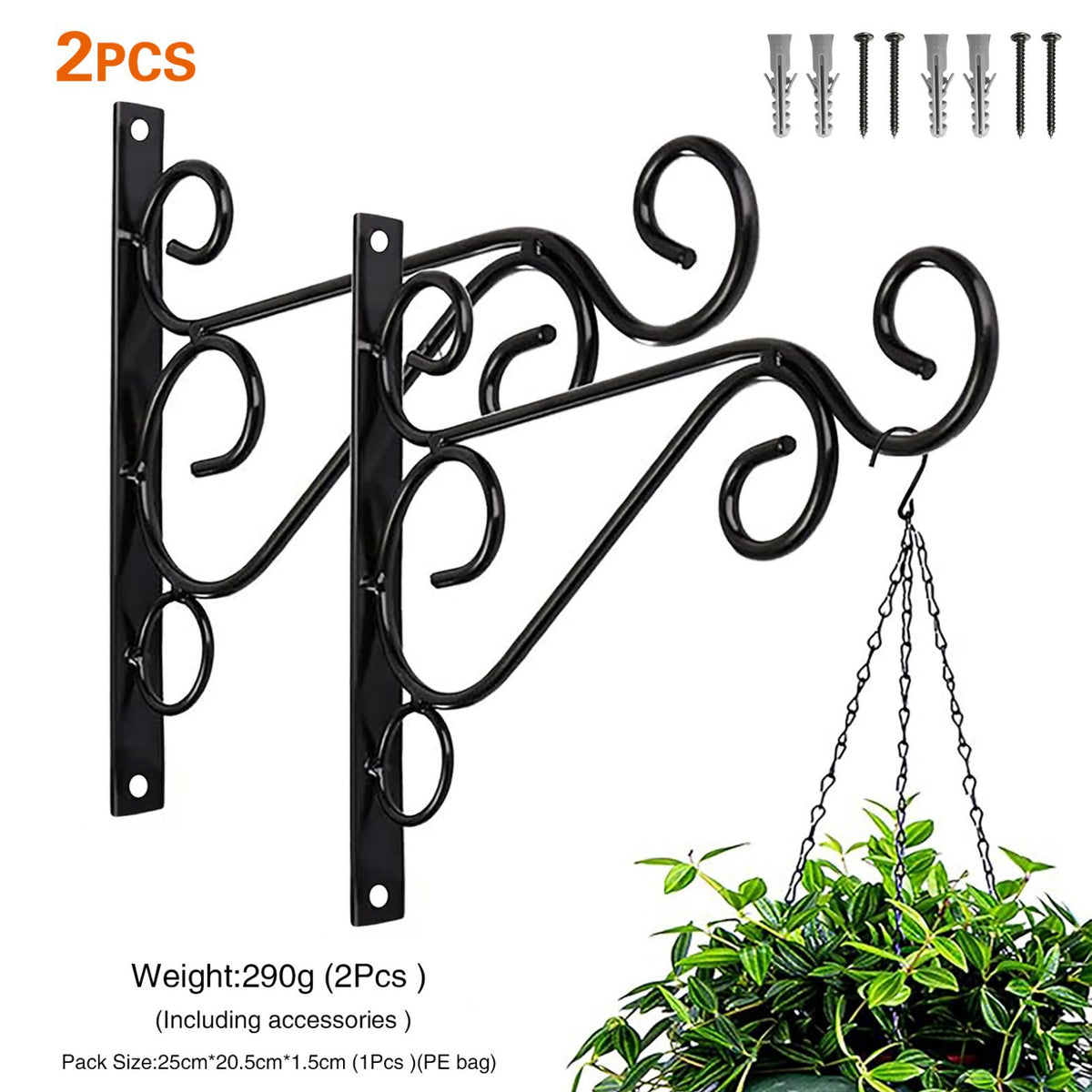 Wall-Mounted Plant Hanger Hook for Garden & Balcony Decor - Black