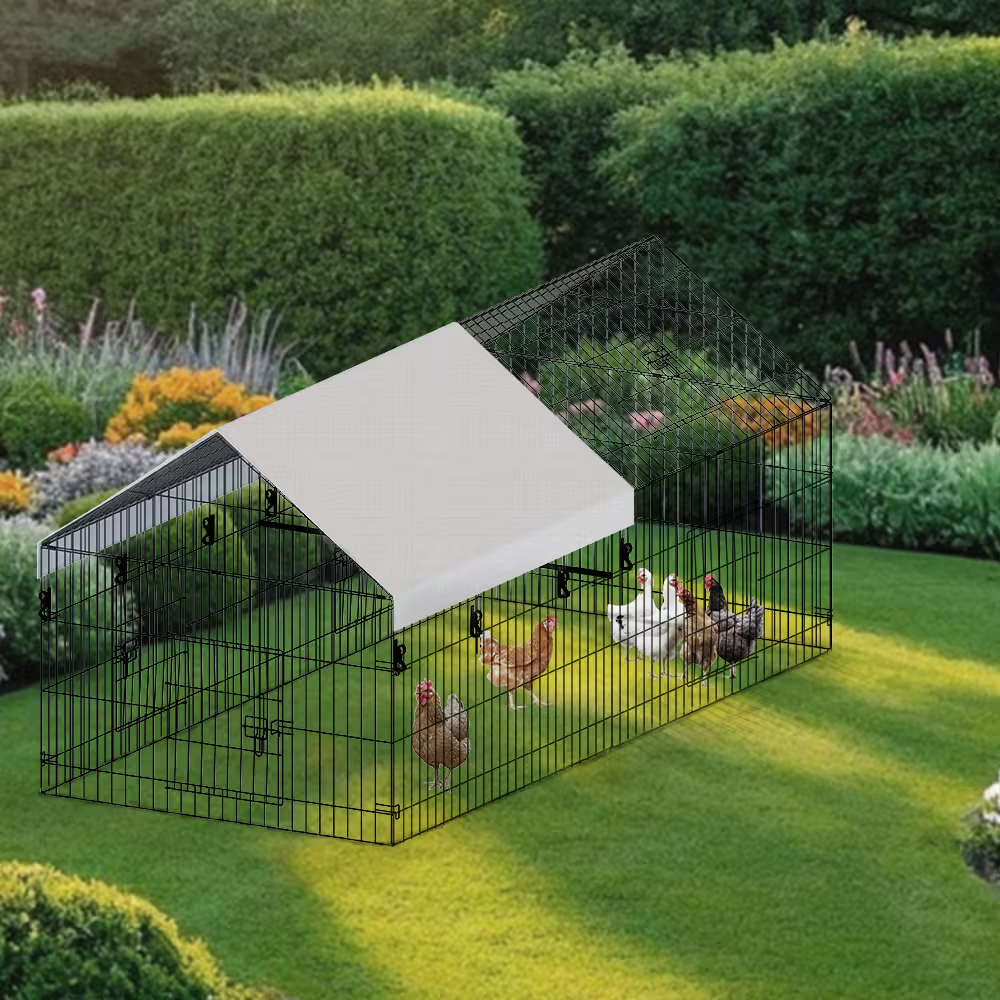 Pointed Wire Chicken Coop for Poultry Breeding - Black & Gray