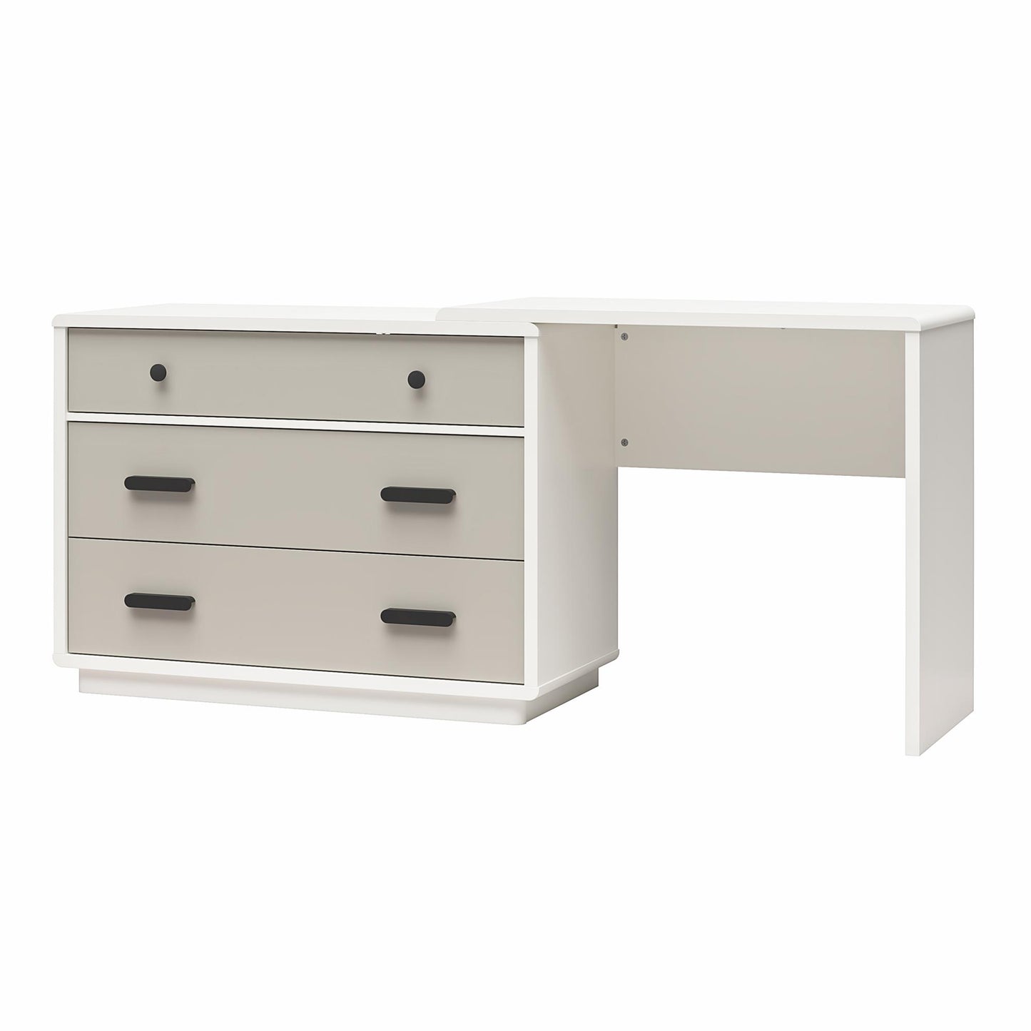Valencia 3-Drawer Dresser and Desk Combo - Taupe