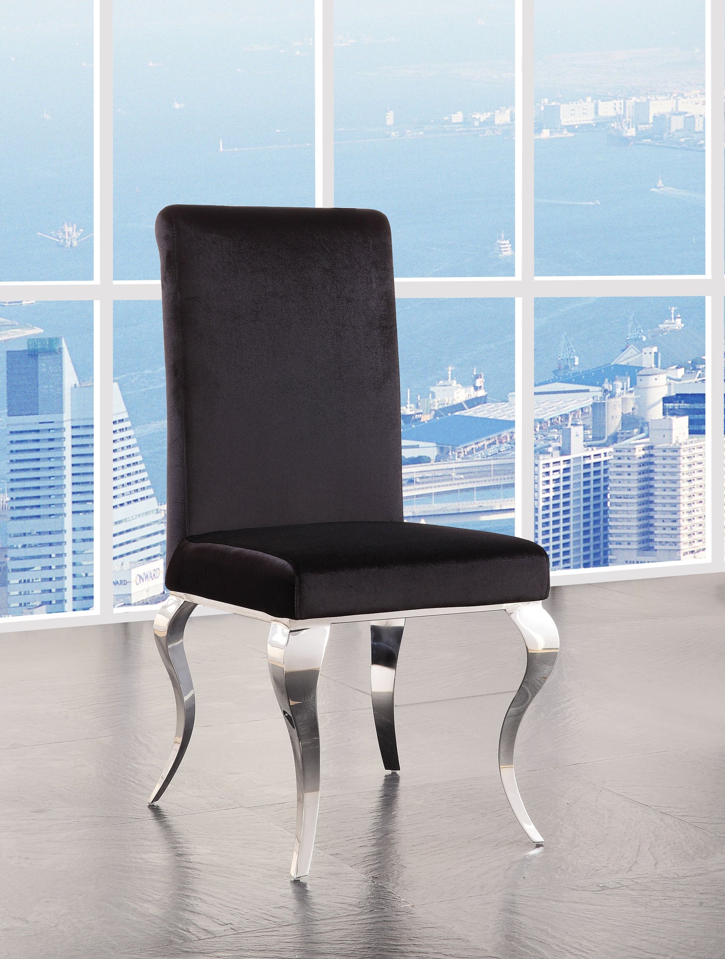Fabiola Black Fabric & Stainless Steel Side Chair - Set of 2