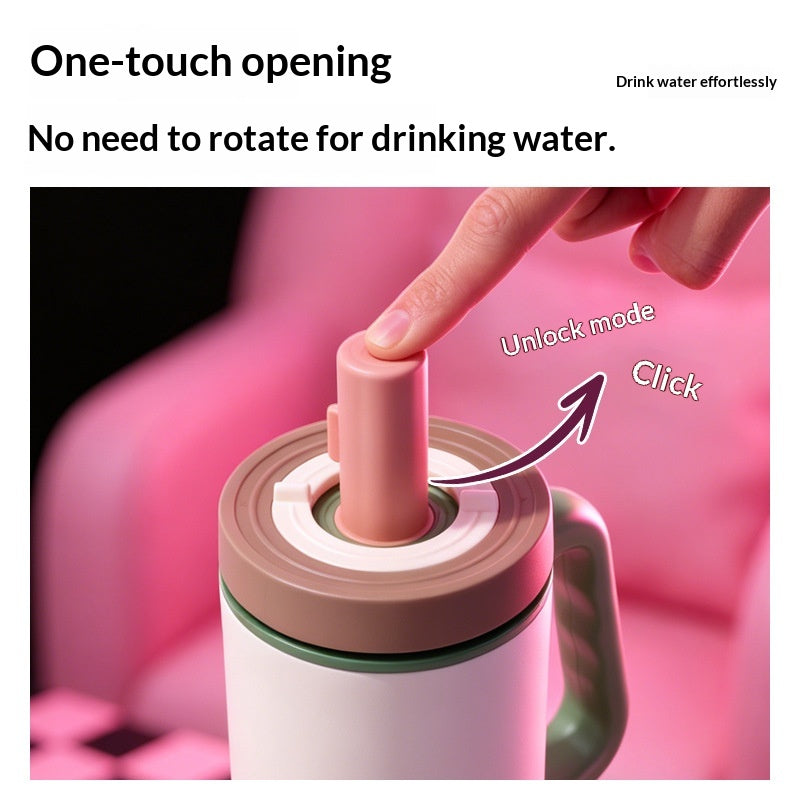 Large Capacity Insulated Water Bottle with Quick-Release Straw - 1100ml
