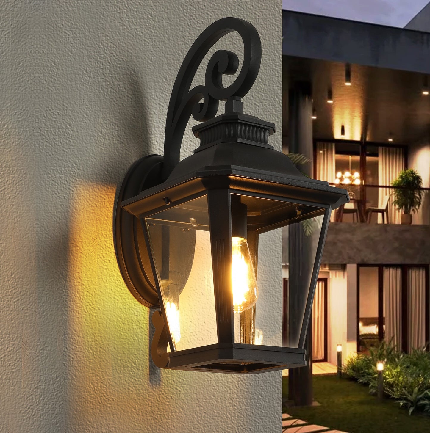 Outdoor Wall Lanterns 2-Pack - Black Vintage Waterproof Sconce