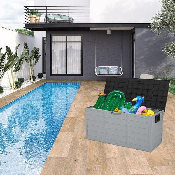 75 Gallon Weatherproof Plastic Patio Storage Box with Lockable Lid