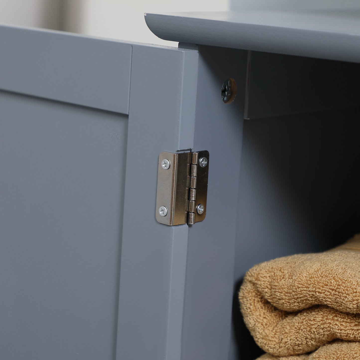 Under Sink Bathroom Cabinet - Gray Pedestal Storage with 2 Doors