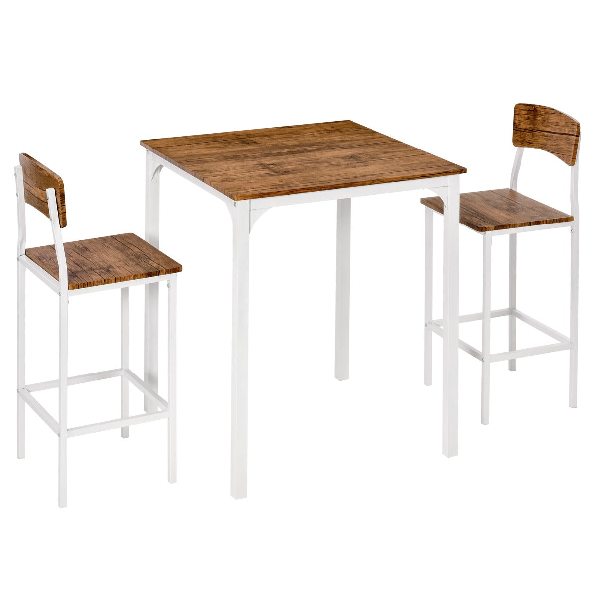 3-Piece Industrial Counter Height Dining Table Set - White