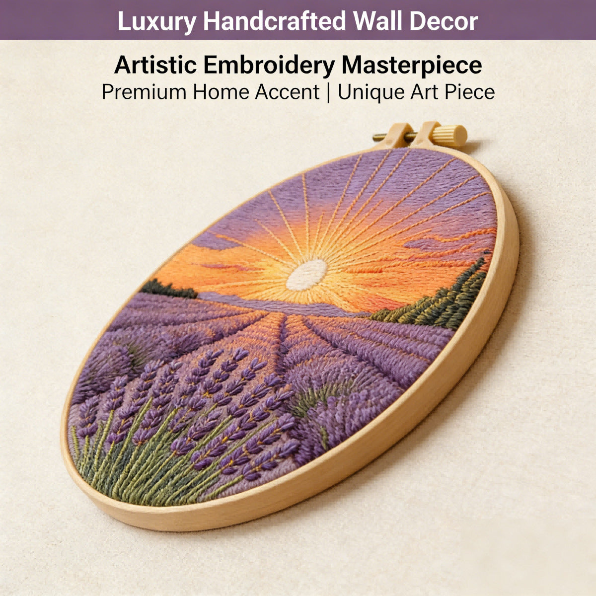Lavender Embroidery Kit for Home Decor - Cotton Fabric, 29x29 cm