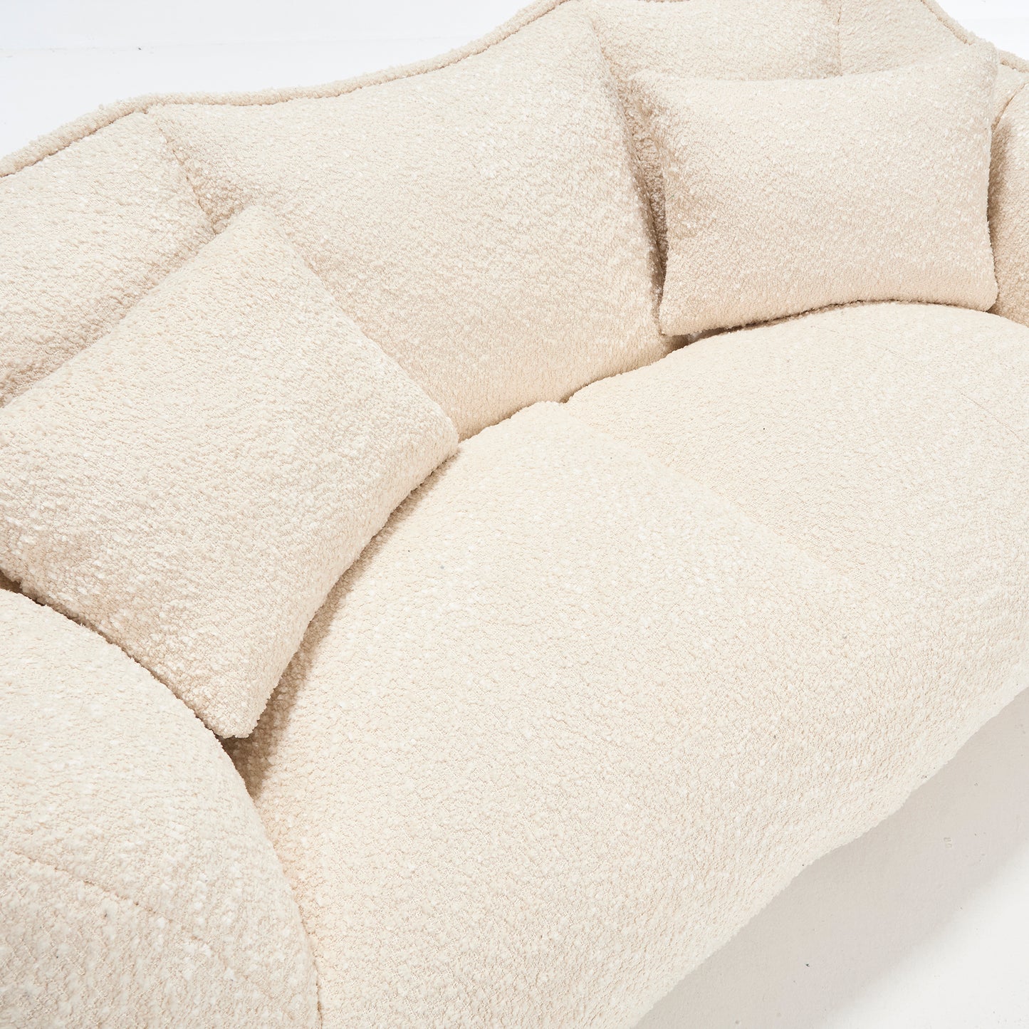 Soft Chenille Beanbag Chair for Two - Beige Recliner Sofa