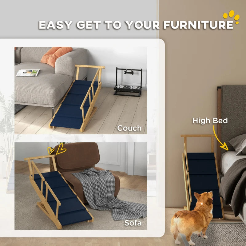 Dog Ramp with Removable Guardrails - Wooden Pet Accessibility Aid