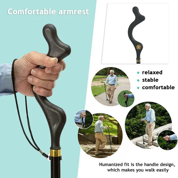 Adjustable Height Posture Cane - Ergonomic Walking Stick