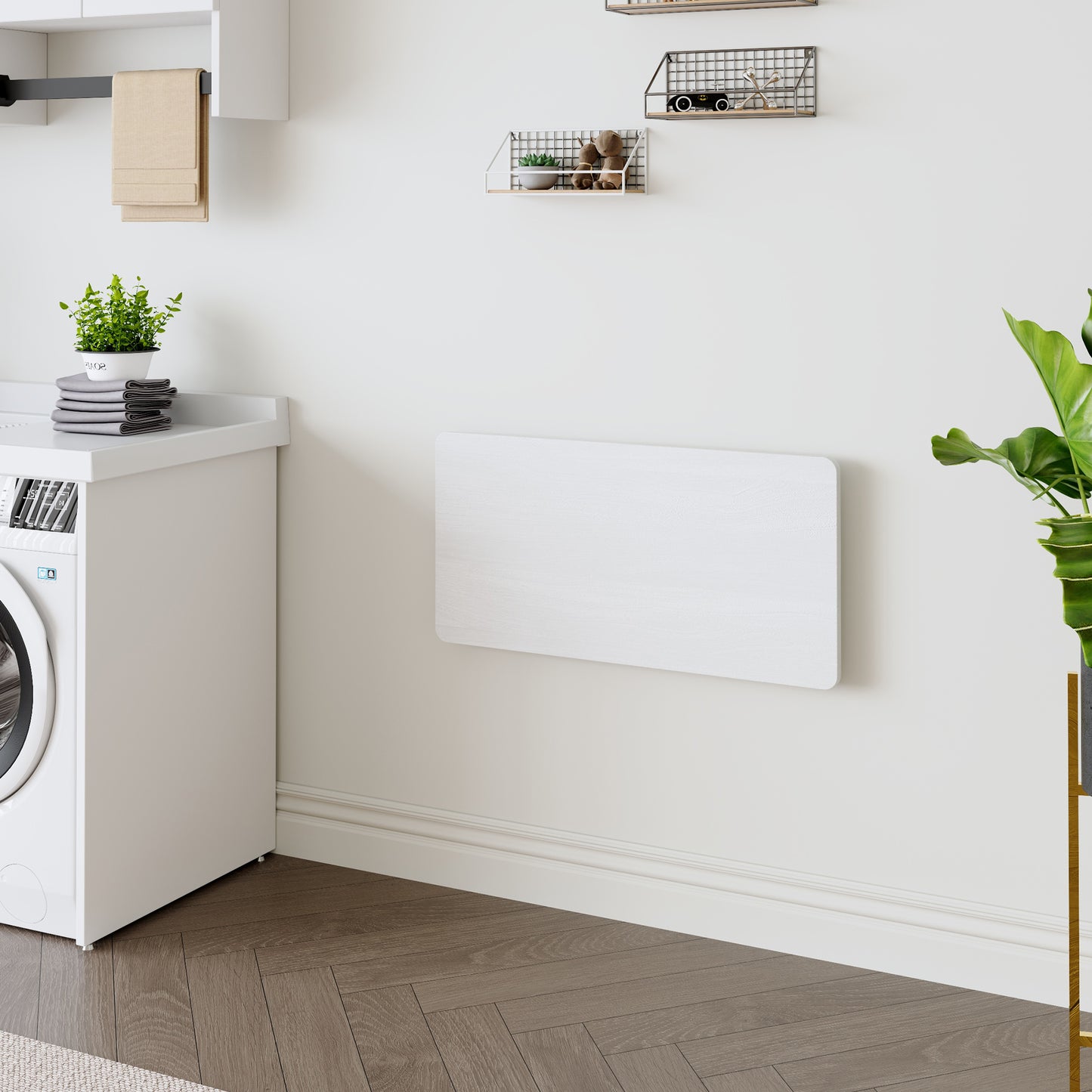Wall Mounted Folding Table, Floating Desk For Laundry Room, Fold Down