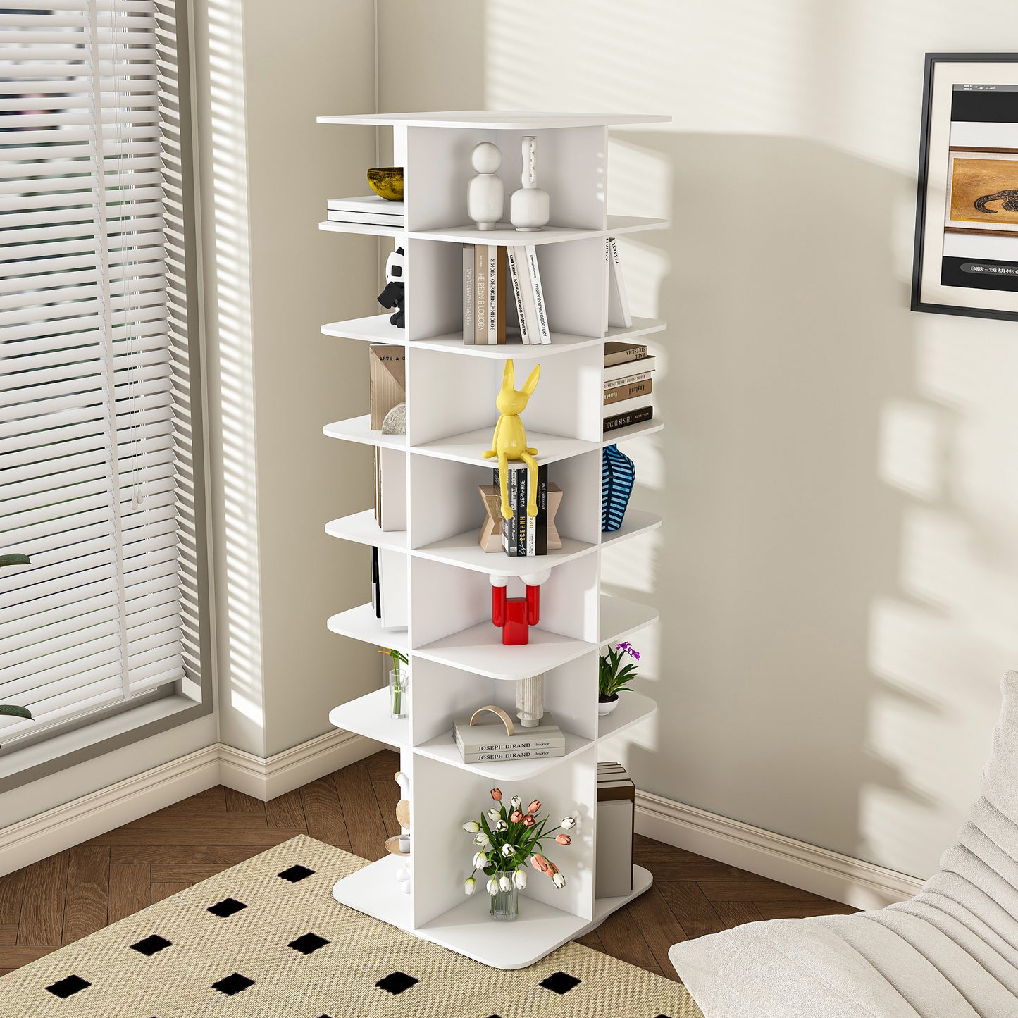Rotating Shoe Rack Tower, 7-Tier Spinning Rack, Free Standing 360