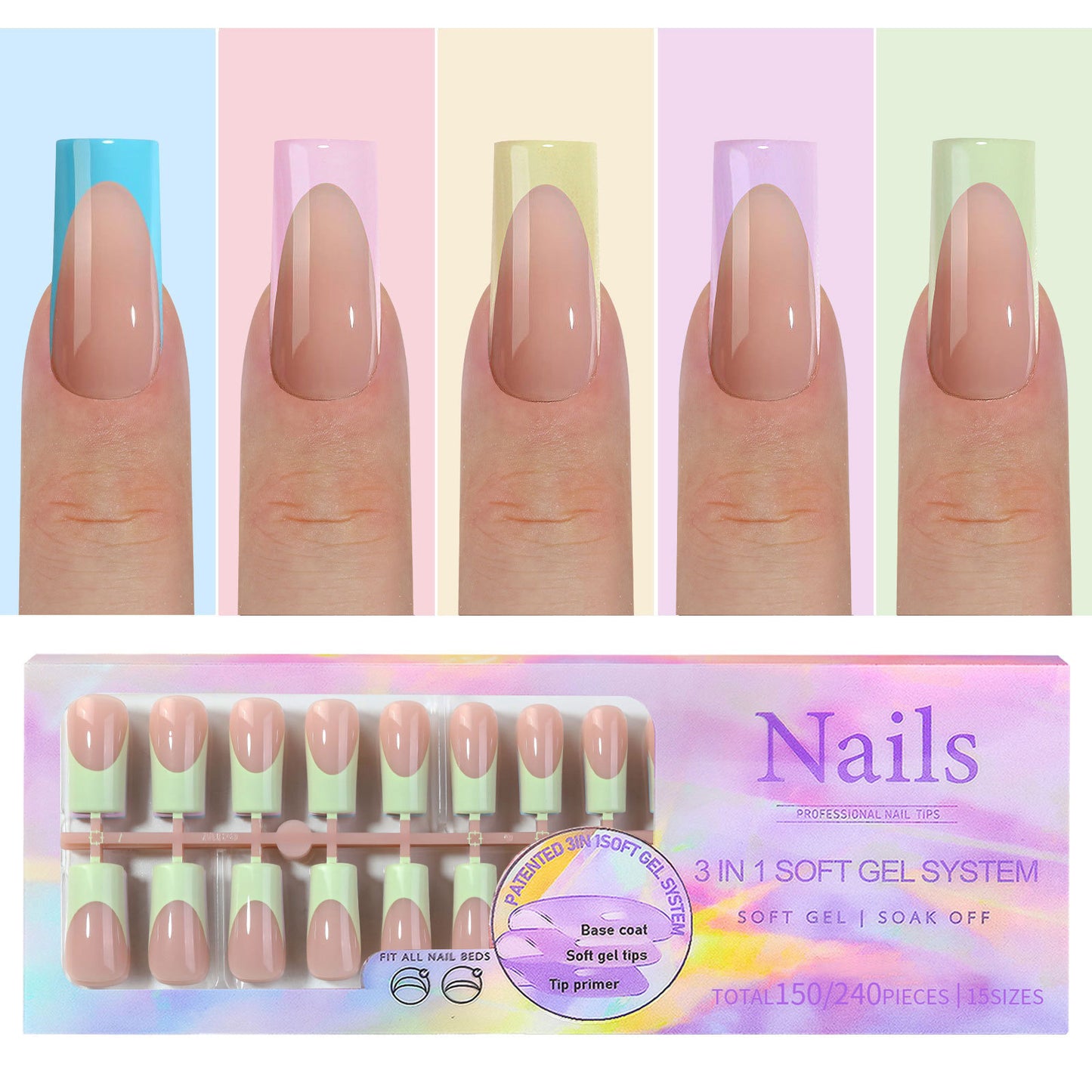 Manicure Nail Art & Wear Armor Set - French Seamless Detachable Tips