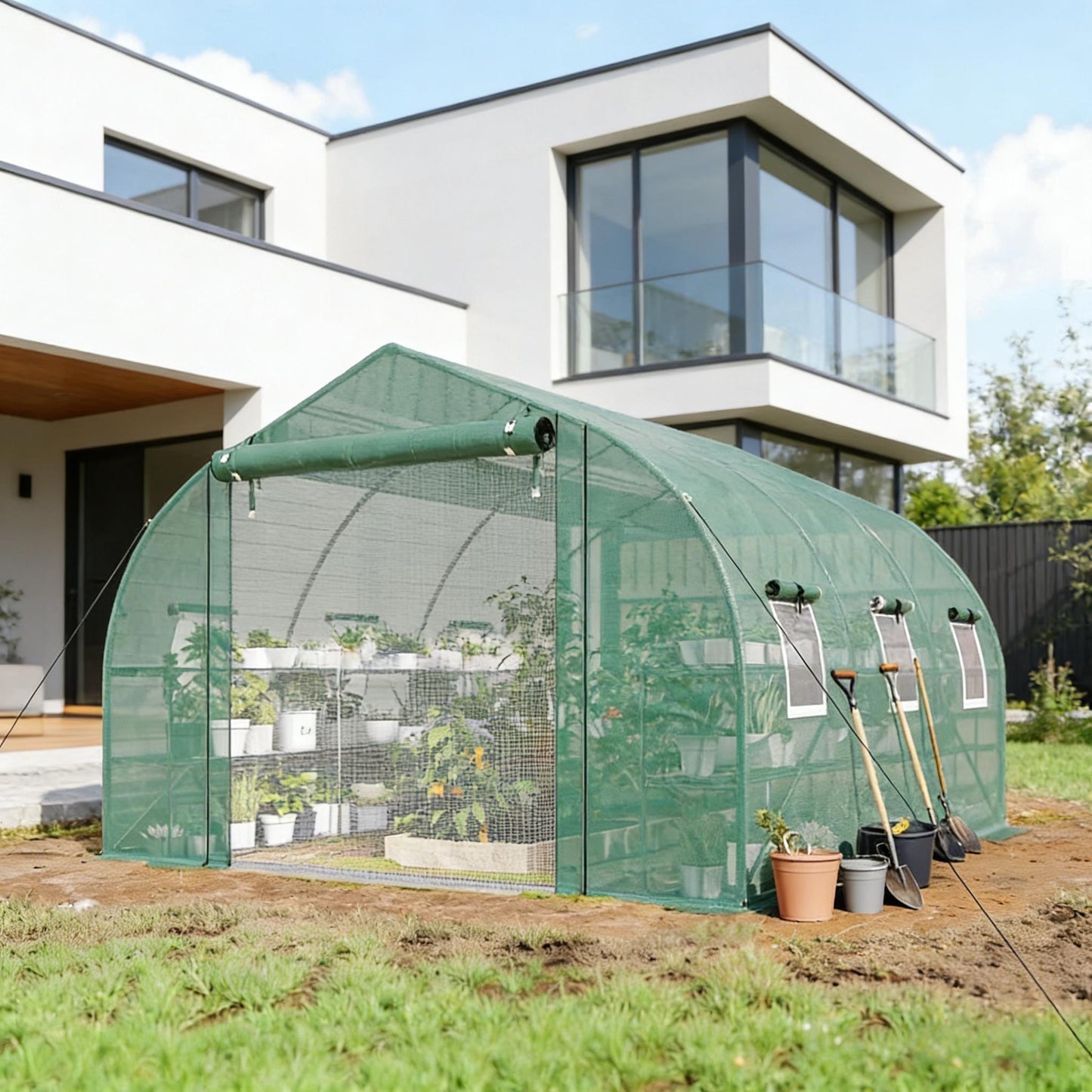 Walk-In Greenhouse with Shelves - Outdoor Plant Hot House