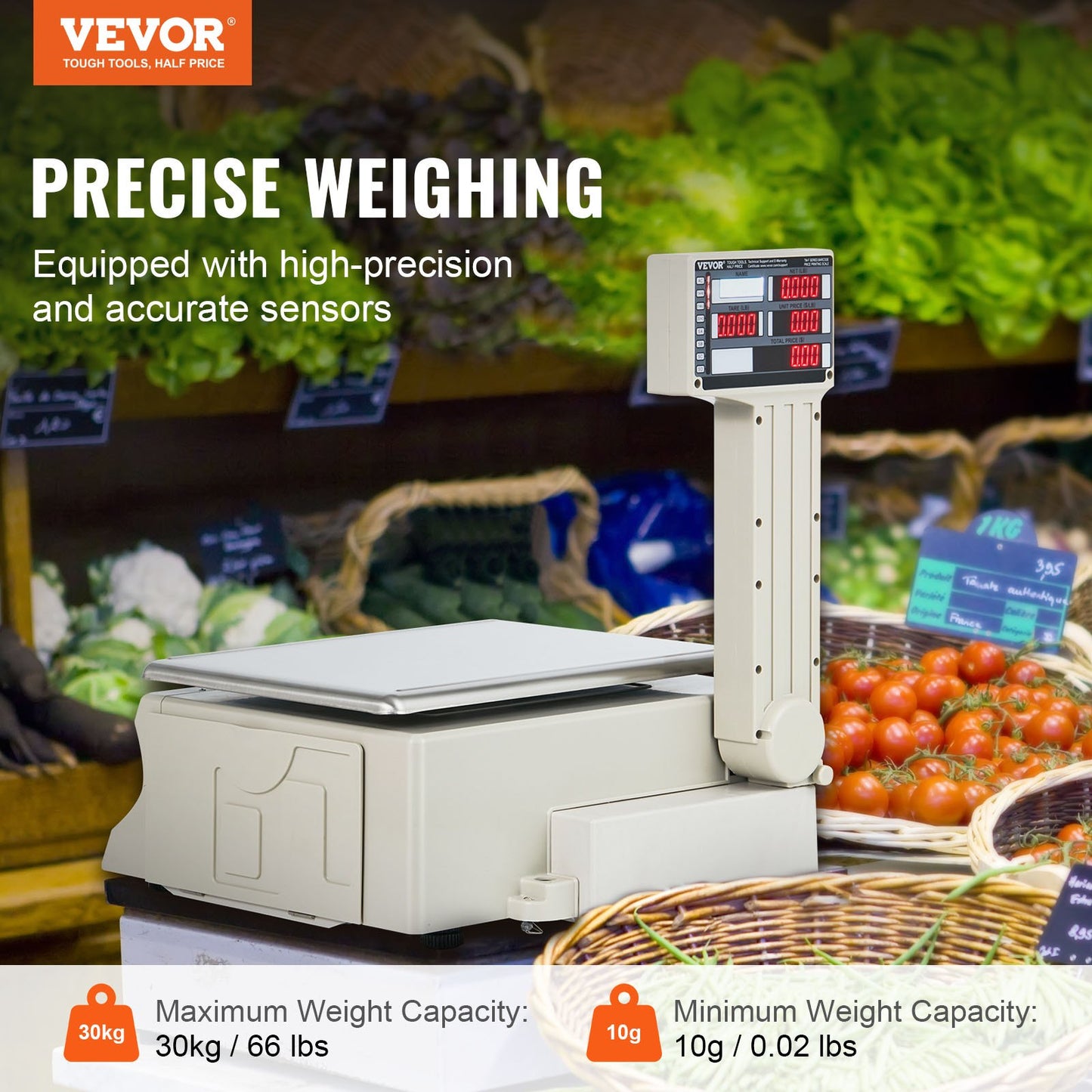 Digital Price Computing Food Scale 66 LB with Printer - Kitchen & Retail Use