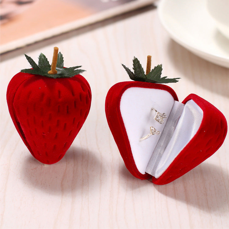 Red Strawberry Jewelry Ring Box - Proposal & Earring Storage