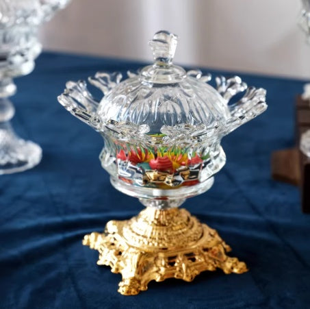 Glass Tall Footed Jar for Snacks and Dried Fruits - European Style Home Decor