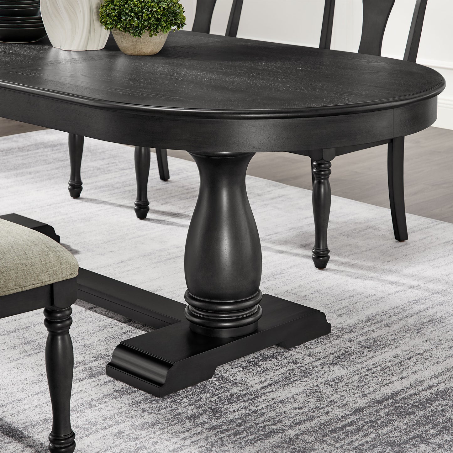 94 Inch Extendable Wooden Dining Table for 6 - Dark Oak