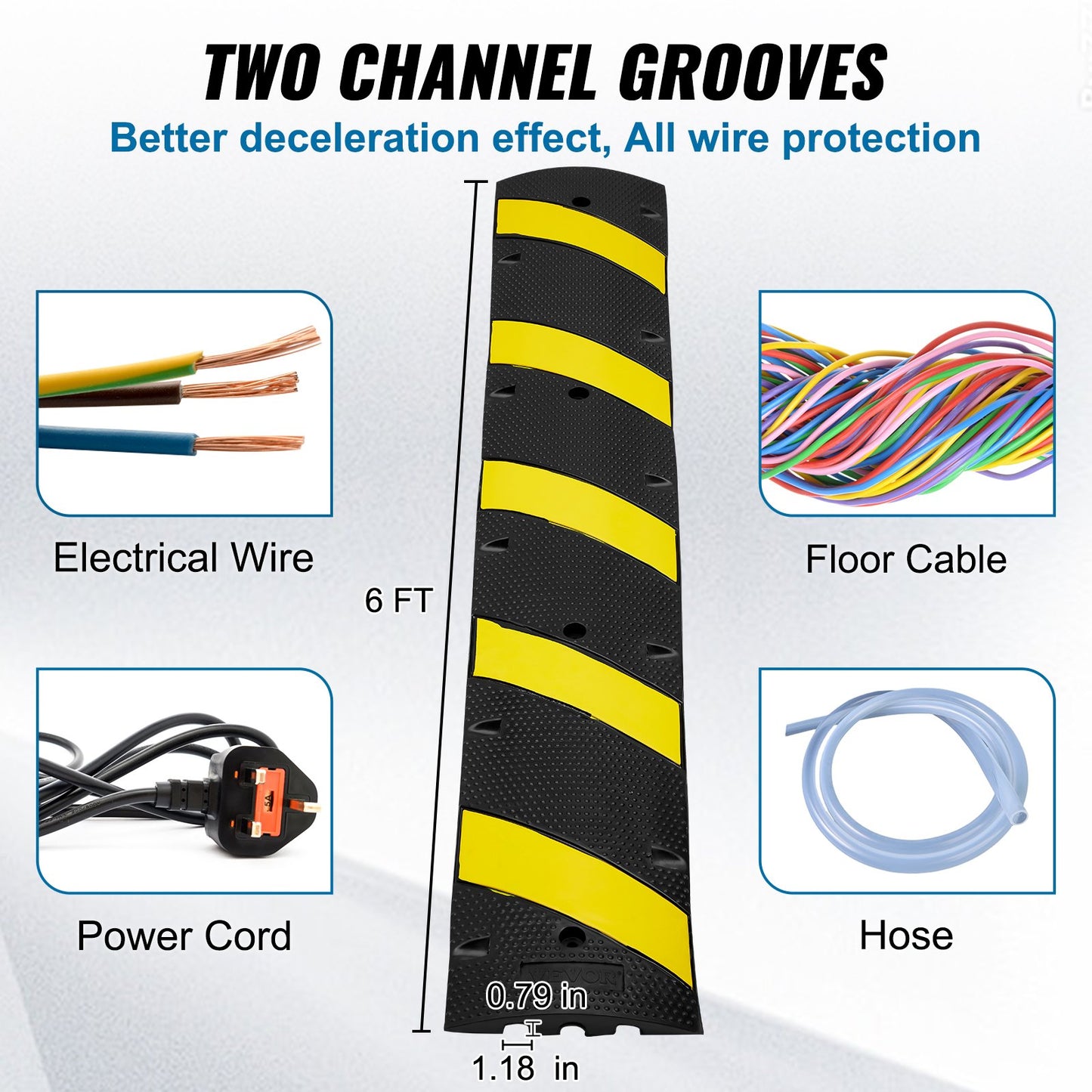 Heavy Duty Rubber Speed Bump Set - 72 Inch 22,000 lbs Load, Multi-Color