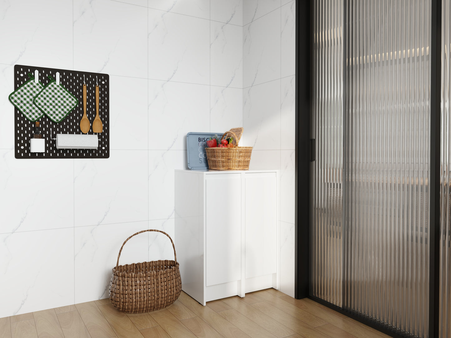 24 Freestanding Bathroom Storage Cabinet, Soft Close Doors, Glossy