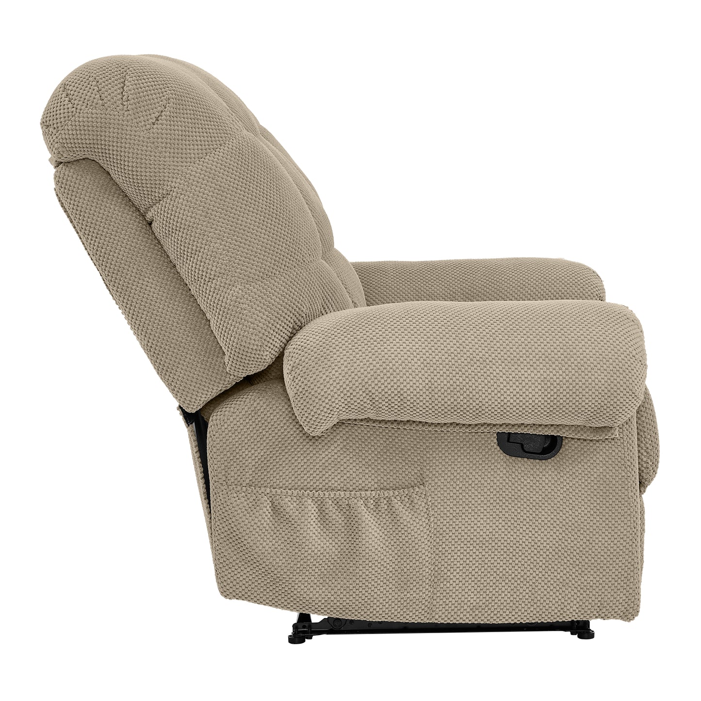 Overstuffed Recliner Chair - Camel Fabric Armchair with Footrest