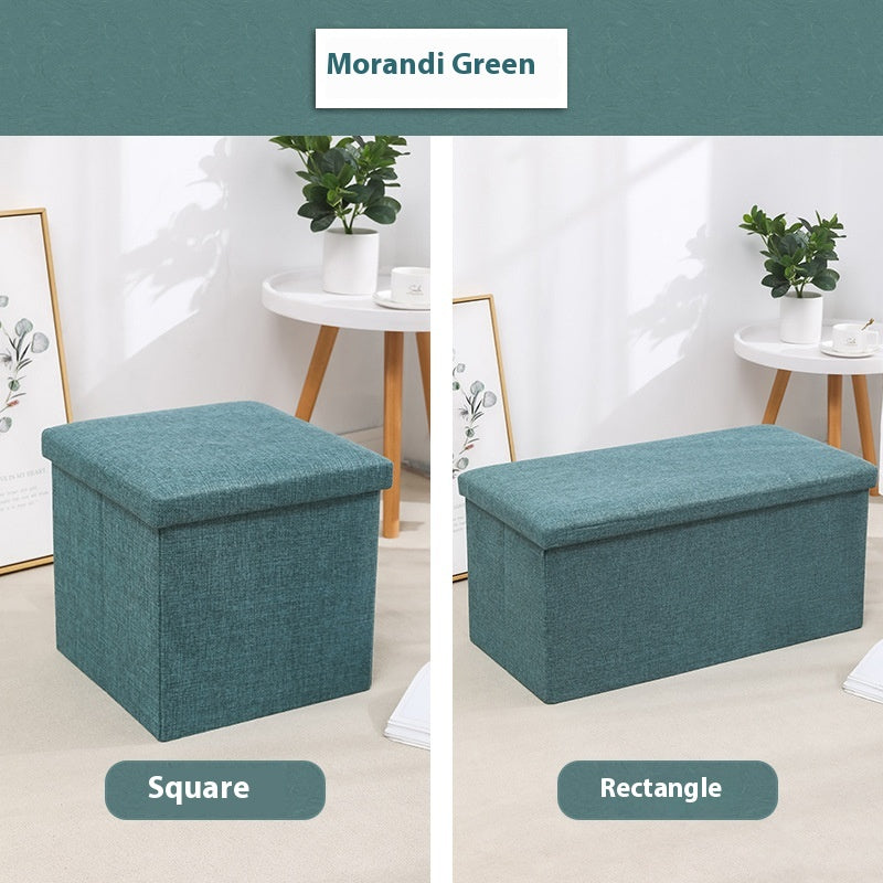Foldable Shoe Storage Bench with Cotton Linen Upholstery - Multi-Color