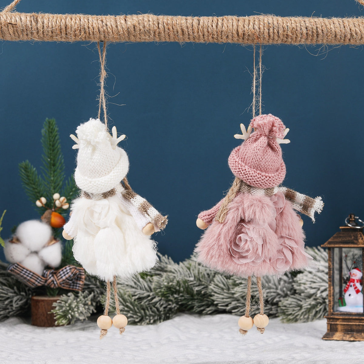 Christmas Wind Antler Doll Decoration Set - Girls' Holiday Ornaments