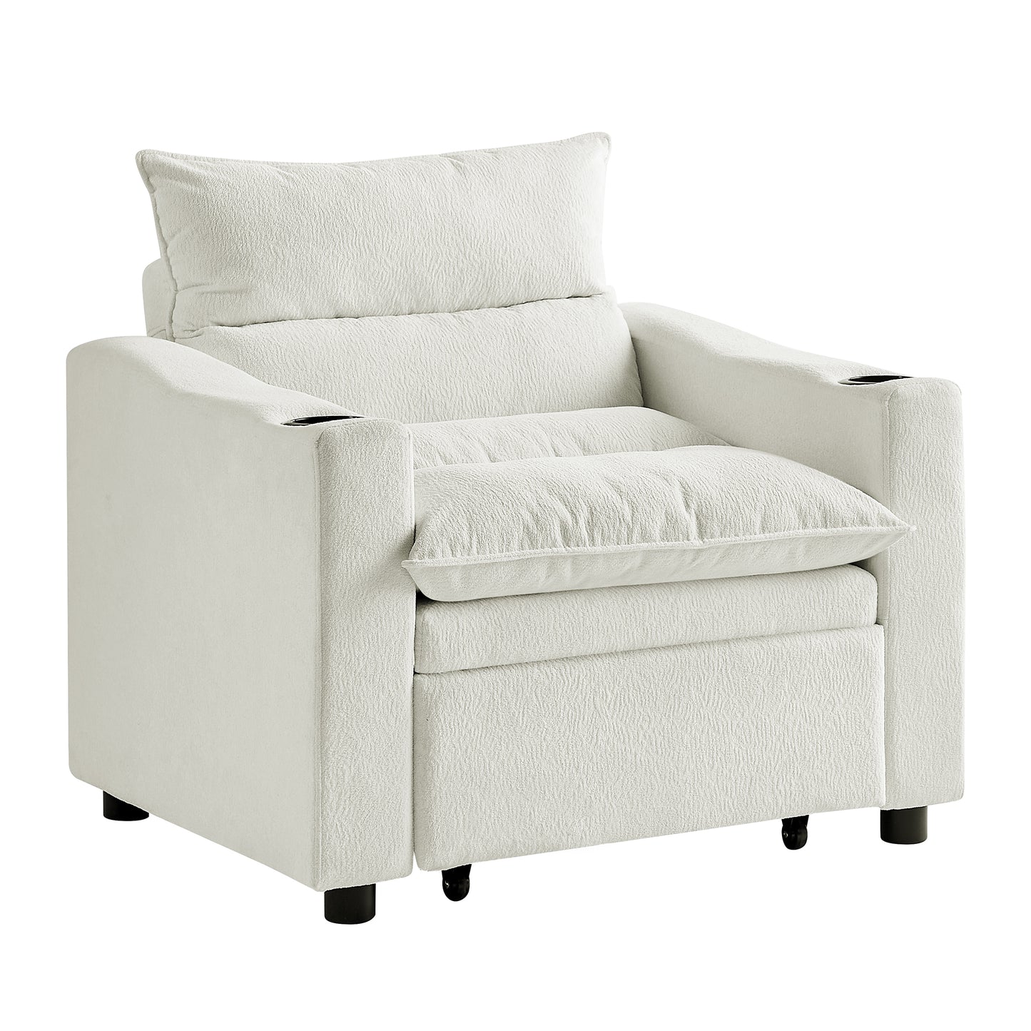 Convertible Sleeper Sofa Chair Bed with Adjustable Backrest - Beige