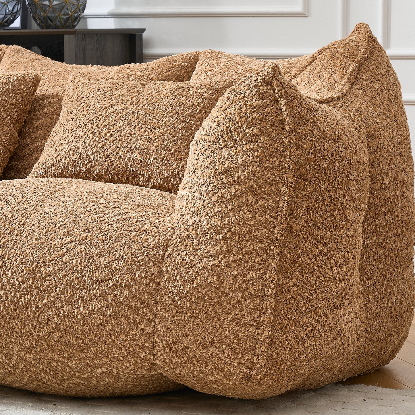 Comfortable Beanbag Chair for Two - Coffee Chenille Sofa