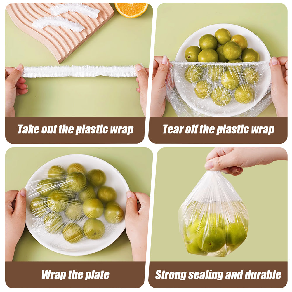 100pcs Reusable Elastic Plastic Bowl Covers - Food Storage Wrap