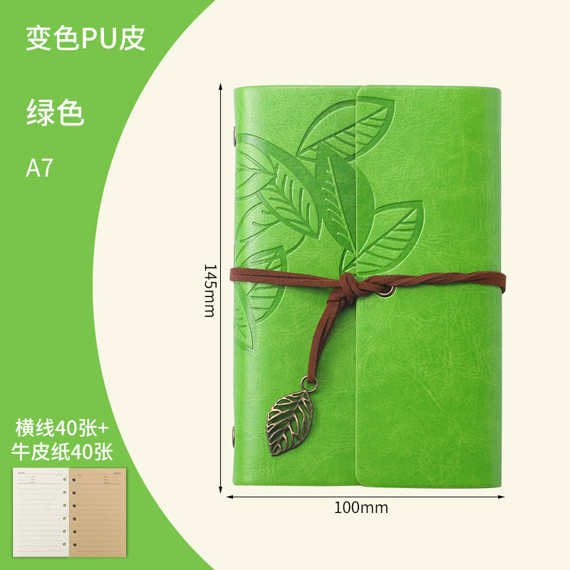 Vintage Travel Notebook - Loose Leaf Diary with Imitation Leather Cover