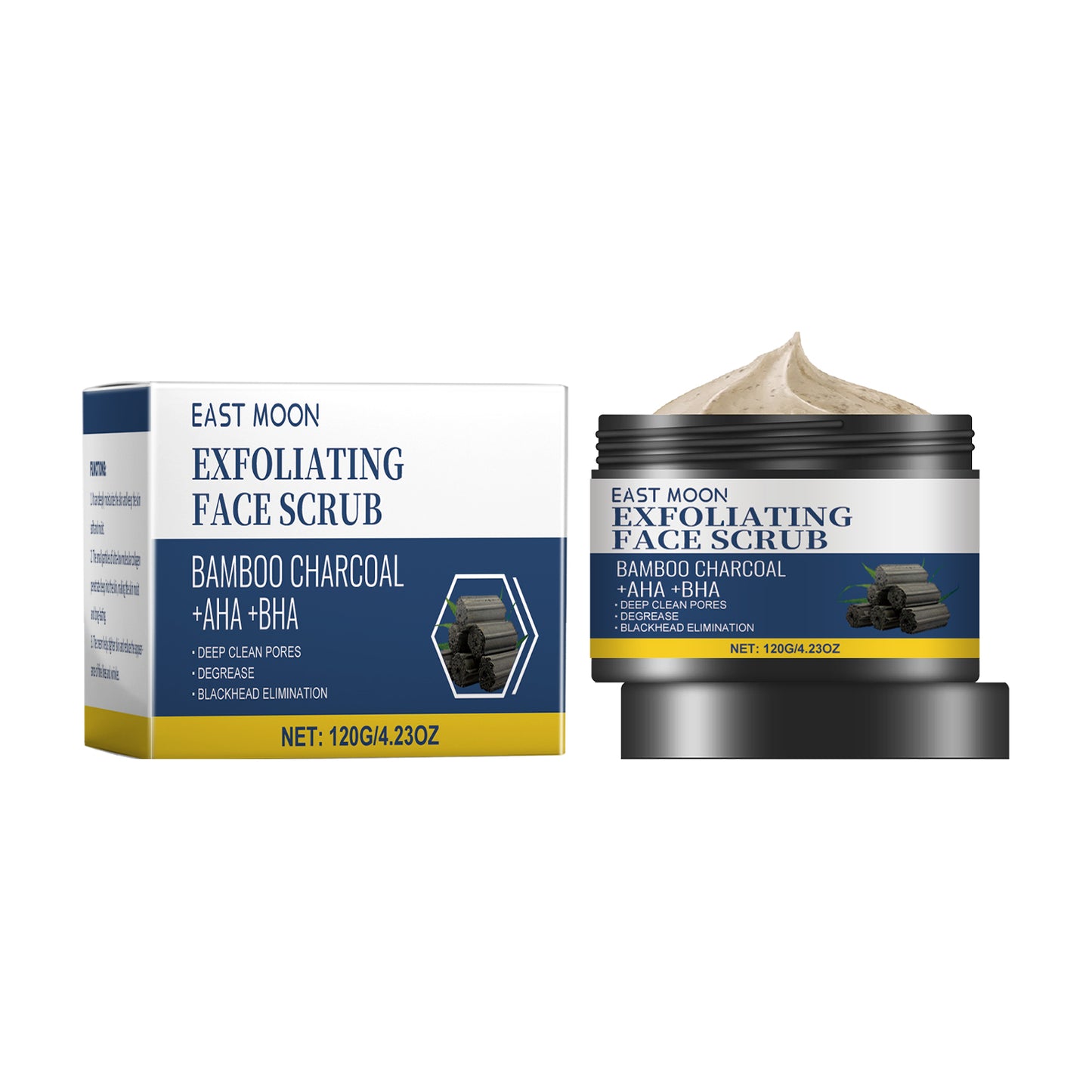 Charcoal Facial Scrub - Gentle Exfoliating Face Cleanser with Vitamin C