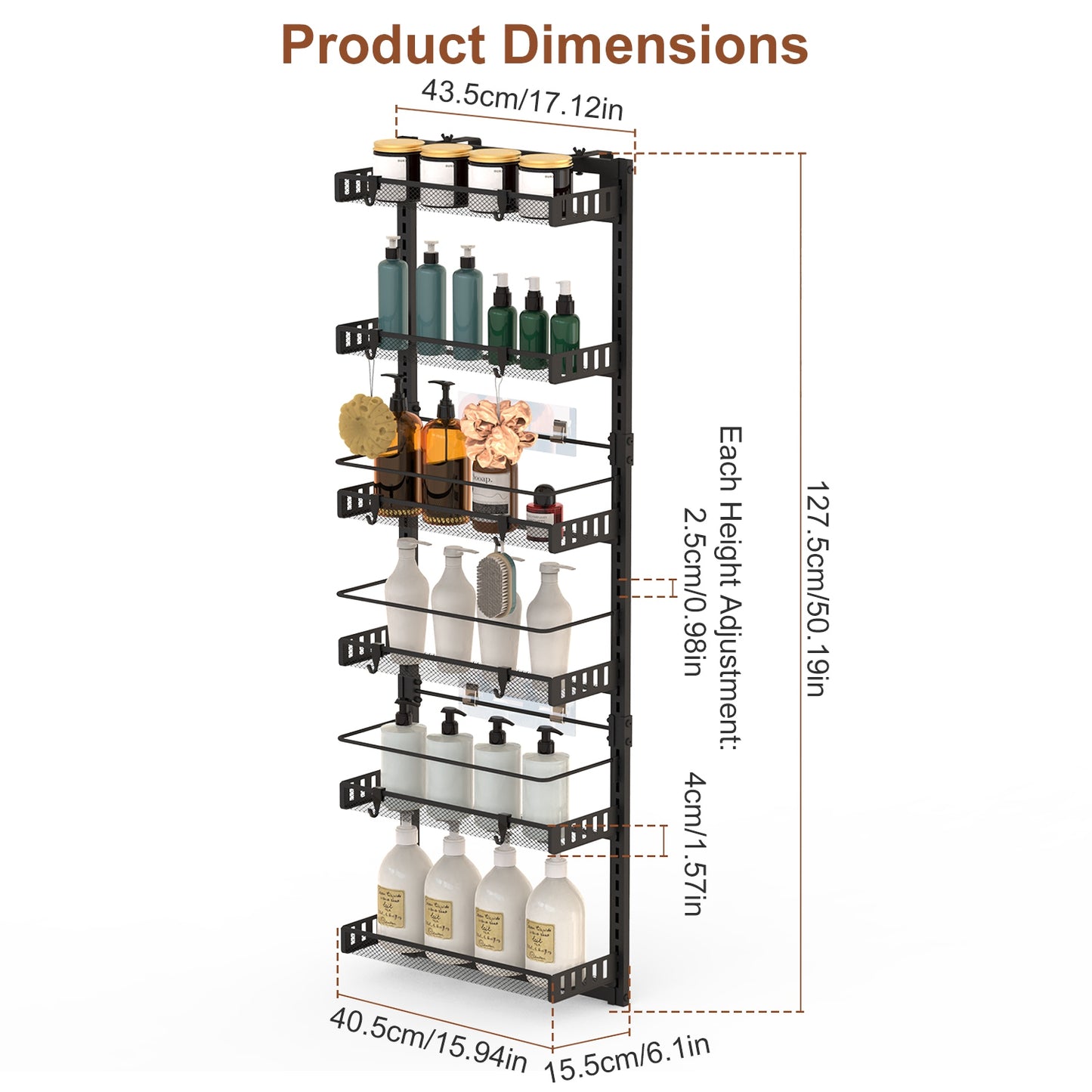 Black-White Options -- 1Pc Over The Door Pantry Organizer 6-Tier