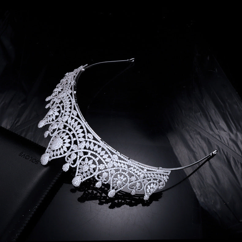 Zircon Wedding Tiara - White Gold Crown Headpiece