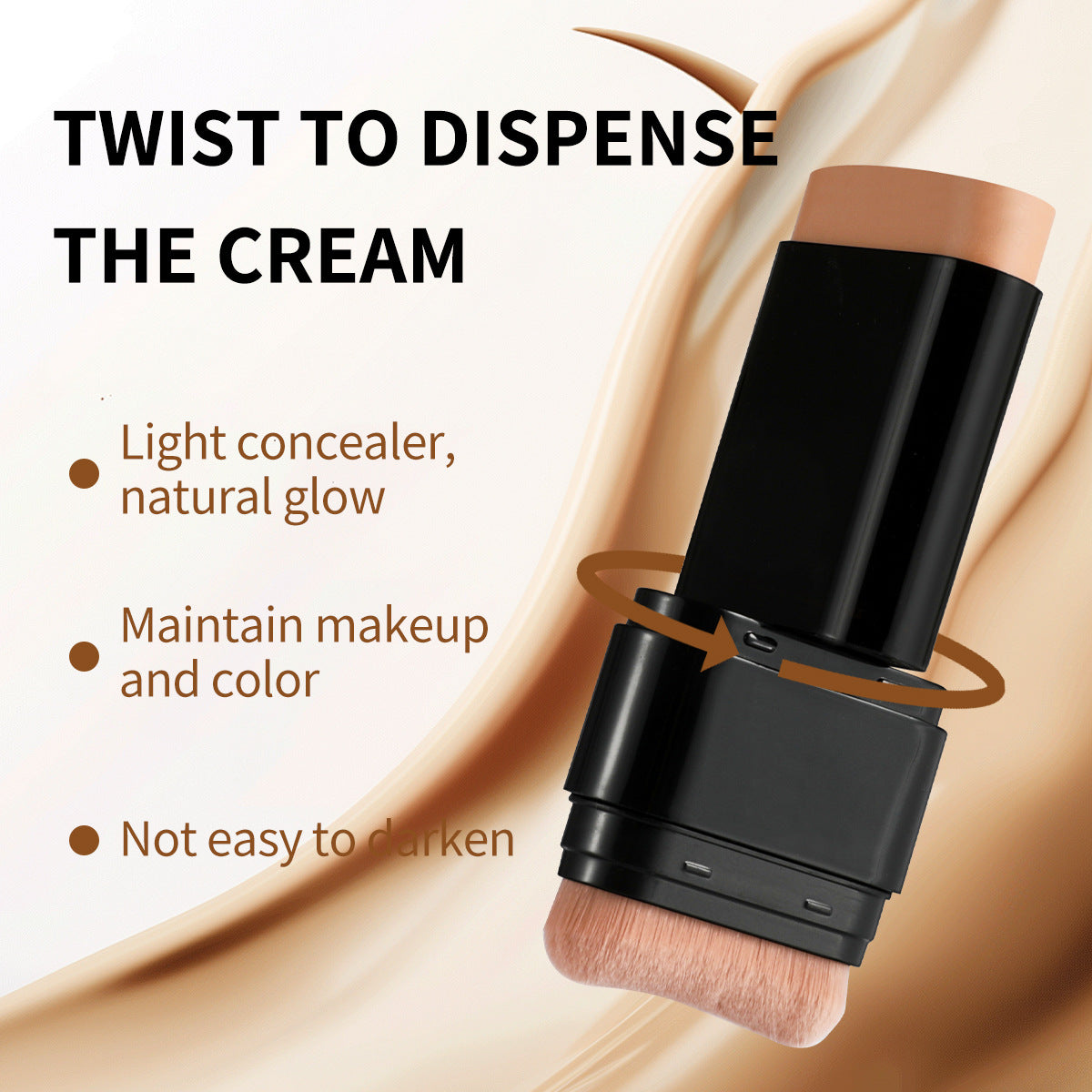 Waterproof Concealer Stick Foundation with Double-Ended Makeup Brush 20g - Multiple Shades
