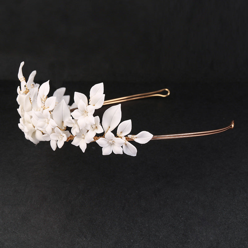 White Ceramic Flower Hair Clip