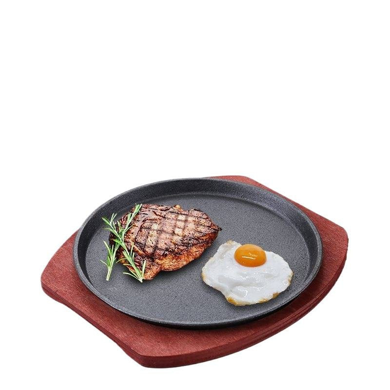 Cast Iron Teppanyaki Grill Pan for Outdoor Barbecue, Round Commercial Cooking