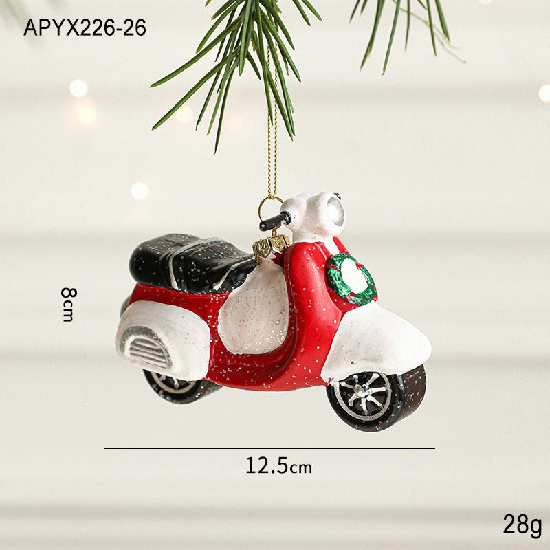Christmas Tree Decorations Painted Plastic Ornaments Set - Holiday Decor