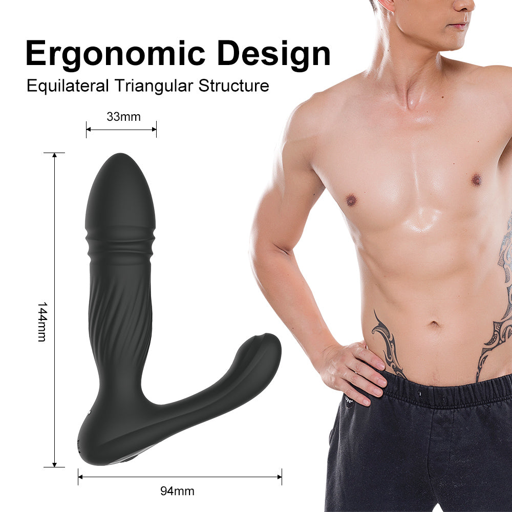 Thrusting Anal Vibrator with 10 Vibrating Modes - Black