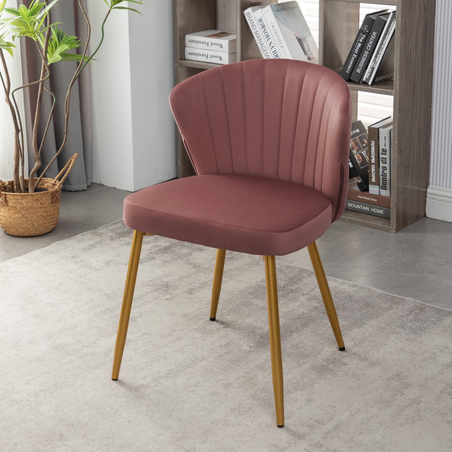 Modern Velvet Armless Accent Chair, Channel Tufted Dining Chair With
